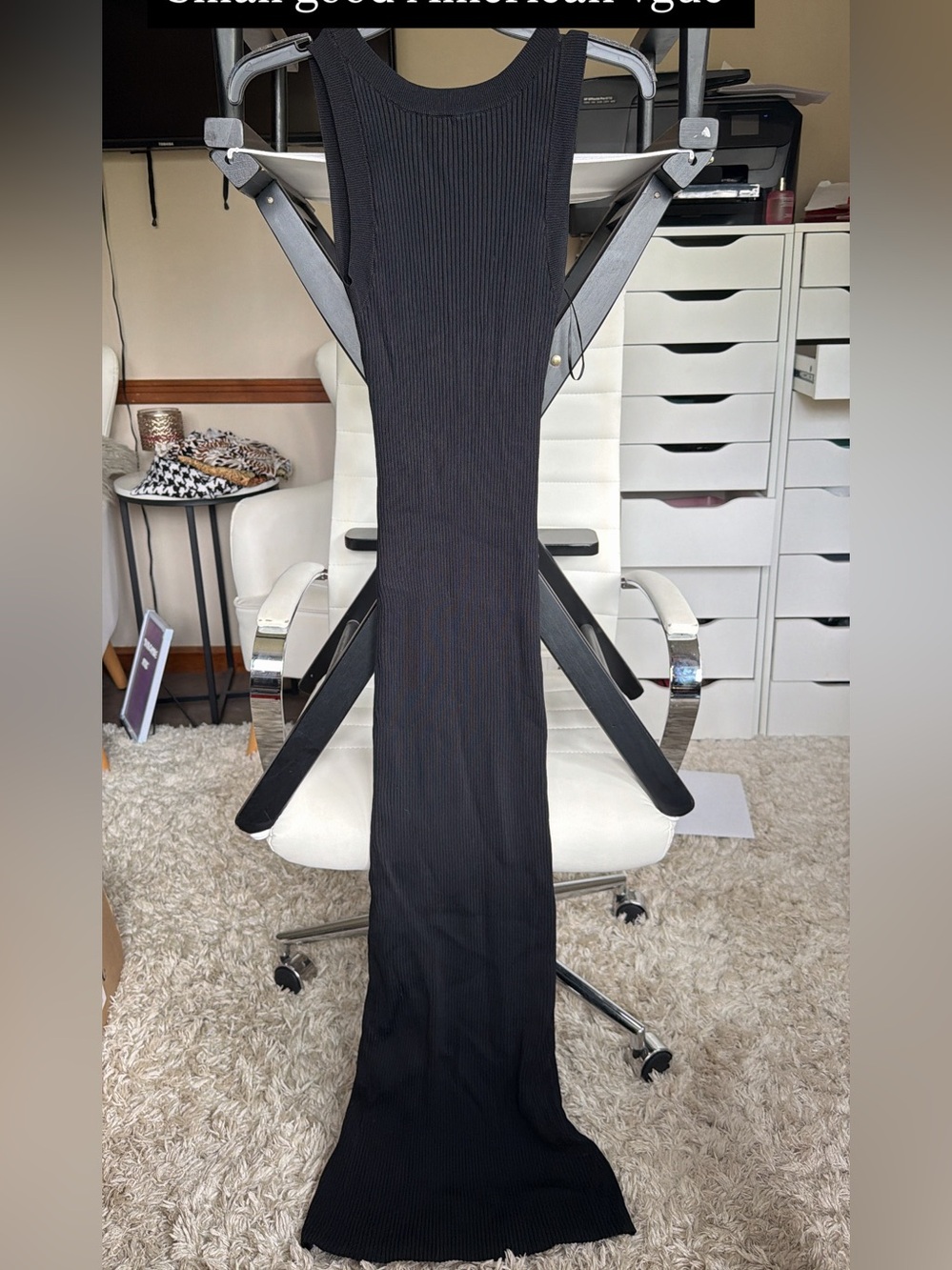 Good American stretch rib scoop back midi dress